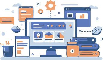UI UX interface elements and browser windows, web design, software development, or app design vector