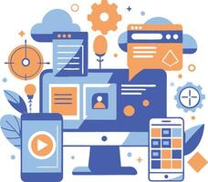 UI UX interface elements and browser windows, web design, software development, or app design vector
