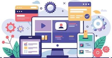 UI UX interface elements and browser windows, web design, software development, or app design vector