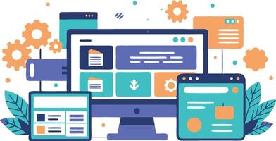 UI UX interface elements and browser windows, web design, software development, or app design vector