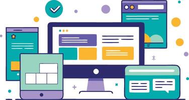 UI UX interface elements and browser windows, web design, software development, or app design vector