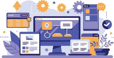 UI UX interface elements and browser windows, web design, software development, or app design vector