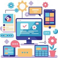 UI UX interface elements and browser windows, web design, software development, or app design vector