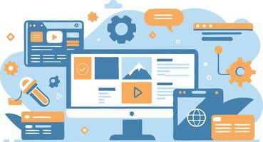 UI UX interface elements and browser windows, web design, software development, or app design vector