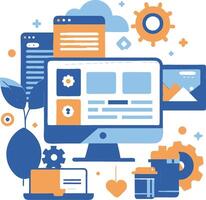 UI UX interface elements and browser windows, web design, software development, or app design vector