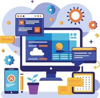UI UX interface elements and browser windows, web design, software development, or app design vector