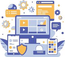 UI UX interface elements and browser windows, web design, software development, or app design vector