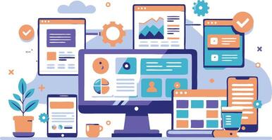 UI UX interface elements and browser windows, web design, software development, or app design vector