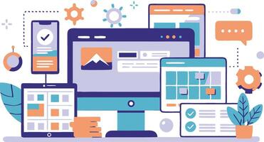 UI UX interface elements and browser windows, web design, software development, or app design vector