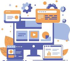 UI UX interface elements and browser windows, web design, software development, or app design vector