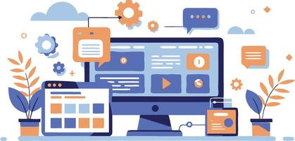 UI UX interface elements and browser windows, web design, software development, or app design vector
