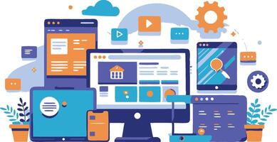 UI UX interface elements and browser windows, web design, software development, or app design vector