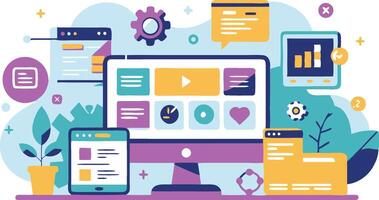 UI UX interface elements and browser windows, web design, software development, or app design vector