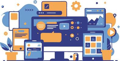 UI UX interface elements and browser windows, web design, software development, or app design vector