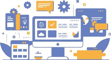 UI UX interface elements and browser windows, web design, software development, or app design vector
