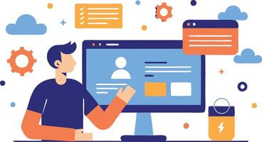 UI UX interface elements and browser windows, web design, software development, or app design vector