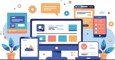 UI UX interface elements and browser windows, web design, software development, or app design vector