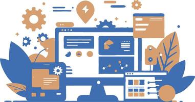 UI UX interface elements and browser windows, web design, software development, or app design vector