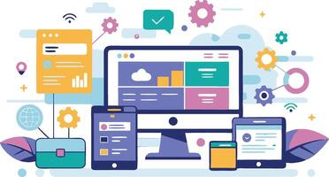 UI UX interface elements and browser windows, web design, software development, or app design vector