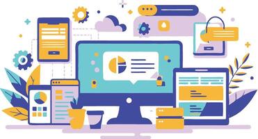 UI UX interface elements and browser windows, web design, software development, or app design vector
