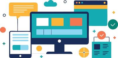 UI UX interface elements and browser windows, web design, software development, or app design vector