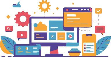 UI UX interface elements and browser windows, web design, software development, or app design vector