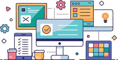 UI UX interface elements and browser windows, web design, software development, or app design vector