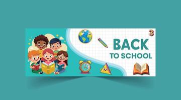 Back to School web banner template vector