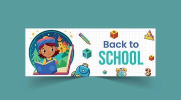 Back to School web banner template vector