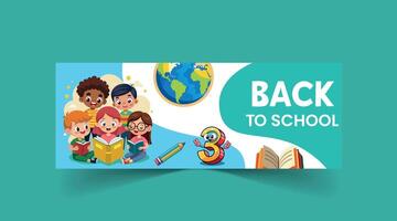 Back to School web banner template vector