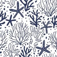 seamless pattern of sea life leaves, simple pattern. vector