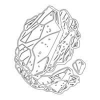 Asteroid stone outline illustration sketch vector