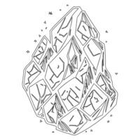 Asteroid stone outline illustration sketch vector