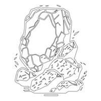 Asteroid stone outline illustration sketch vector