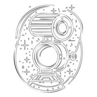 Telescope outline illustration sketch vector