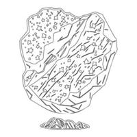 Asteroid stone outline illustration sketch vector
