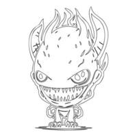 Monster alien outline illustration sketch vector
