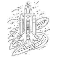 Space shuttle outline illustration sketch vector