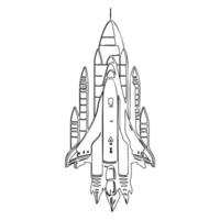 Space shuttle outline illustration sketch vector