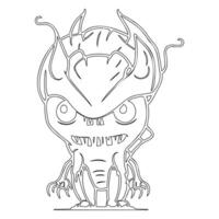 Monster alien outline illustration sketch vector