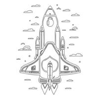 Space shuttle outline illustration sketch vector