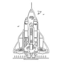 Space shuttle outline illustration sketch vector