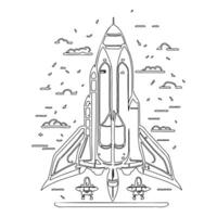 Space shuttle outline illustration sketch vector