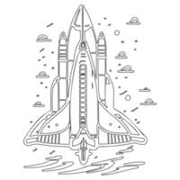 Space shuttle outline illustration sketch vector