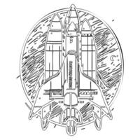 Space shuttle outline illustration sketch vector