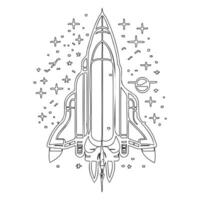 Space shuttle outline illustration sketch vector