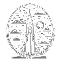 Space shuttle outline illustration sketch vector