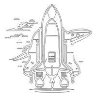 Space shuttle outline illustration sketch vector