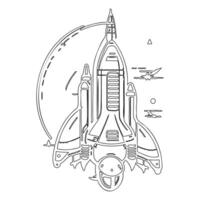 Space shuttle outline illustration sketch vector