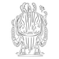 Monster alien outline illustration sketch vector